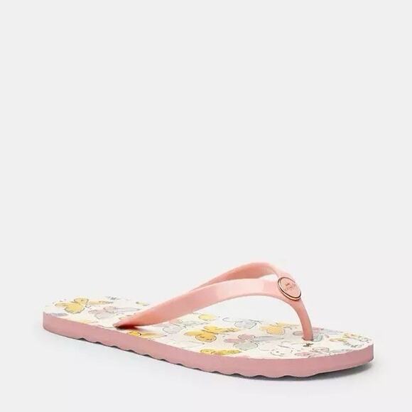 NWT Coach Zayn Flip Flop With Butterfly Print Pink/Chalk CAR24 US 6 - Picture 6 of 10